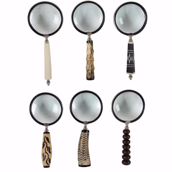 Decorative Objects and Figurines Set of 6 Magnifying Glasses with elegant handle, Multicolor Benzara