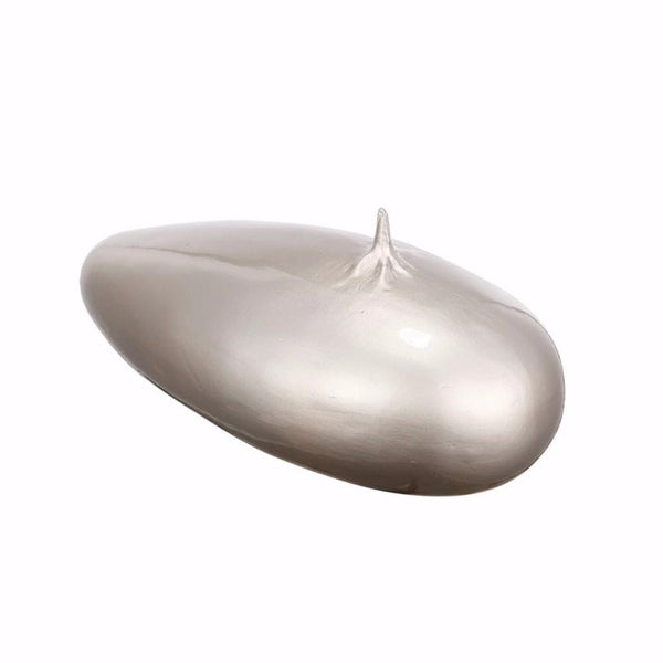 Decorative Objects and Figurines Smooth Egg Shaped Ceramic Tabletop decor, Silver Benzara