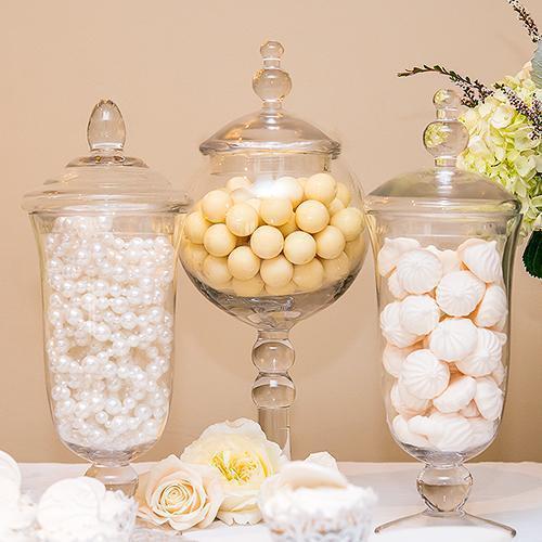 Decorative Pedestaled Apothecary Jar with Globe Shaped Bowl (Pack of 1)-Wedding Candy Buffet Accessories-JadeMoghul Inc.