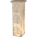 Decorative Polyresin Pedestal With Embossed Leaf Design, Cream-Sculptures-Cream-Polyresin-JadeMoghul Inc.