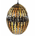 decorative Rattan Hanging Lantern, Brown And Black-Candleholders-Brown and Black-Rattan-JadeMoghul Inc.