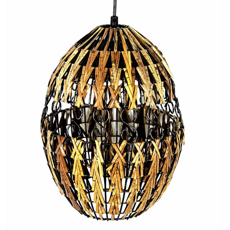 decorative Rattan Hanging Lantern, Brown And Black-Candleholders-Brown and Black-Rattan-JadeMoghul Inc.