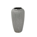 Decorative Tapered Ceramic Vase with Textured Pattern, Silver-Vases-Silver-Ceramic-JadeMoghul Inc.