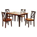 Decorous Rubber Wood 5 Pieces Dining Set In 2 Tone Brown-Dining Tables-Brown-RUBBER WOOD +PARTICLE BOARD+RUBBER WOOD VENEER-JadeMoghul Inc.