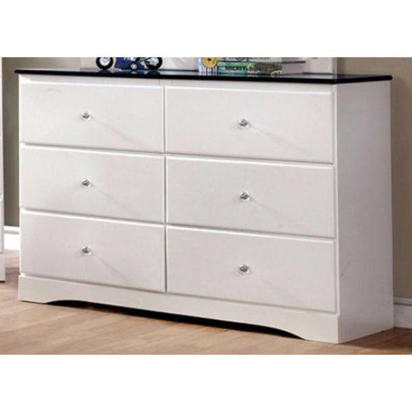 decorous Wooden Dresser With Ample Storage Space, White And Blue-Dressers-White, Blue-Wood-JadeMoghul Inc.