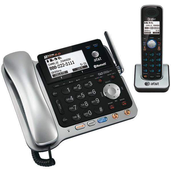 DECT 6.0 2-Line Connect to Cell(TM) Corded/Cordless Bluetooth(R) Phone System with Digital Answering System & Caller ID (Corded Base System & Single Handset)-Cordless Phones-JadeMoghul Inc.