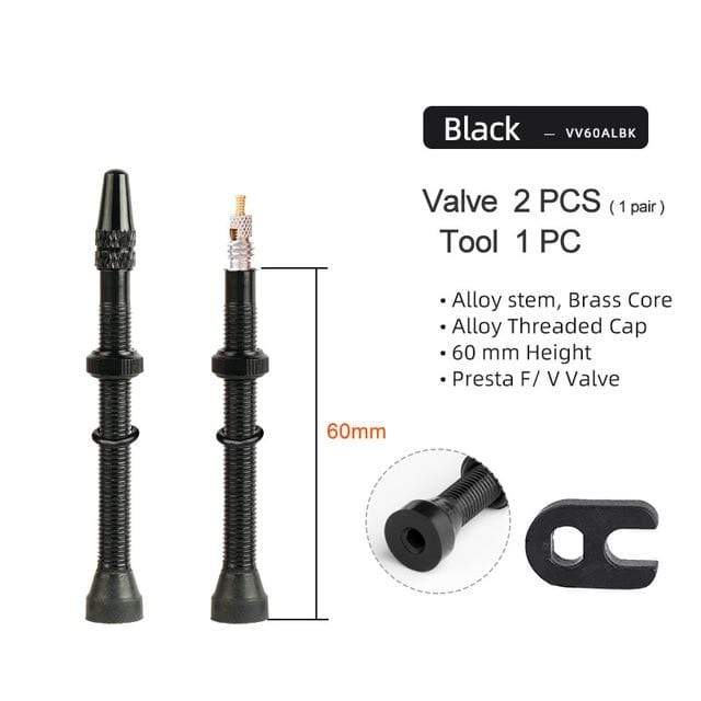 Deemount 2PCS 40/60/80/MM Brass or Alloy Stem Bicycle F/V Presta Tubeless Tire Valve Road Bike MTB Nipple W/Tool Alloy Valve Cap AExp