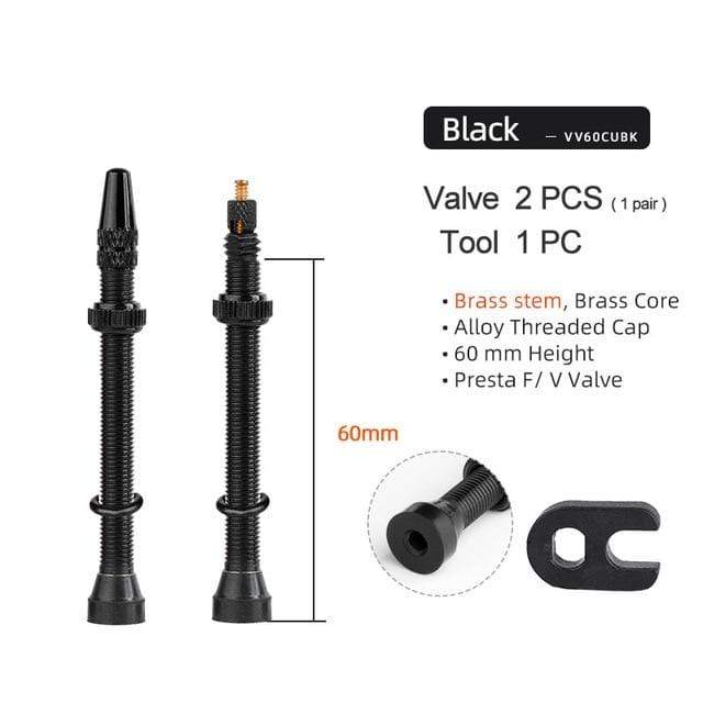 Deemount 2PCS 40/60/80/MM Brass or Alloy Stem Bicycle F/V Presta Tubeless Tire Valve Road Bike MTB Nipple W/Tool Alloy Valve Cap AExp