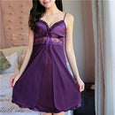 Deep V Neck Women Satin Nightgown Sexy Lace Sleepwear Strap Spaghetti Ladies Silk Nightwear Sleep Wear Night Gown Lingerie Dress-3-L-JadeMoghul Inc.