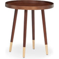 Dein End Table, Walnut Brown-Side Tables and End Tables-Walnut Brown-Wood Veneer Solid Wood Leg MDF PB-JadeMoghul Inc.