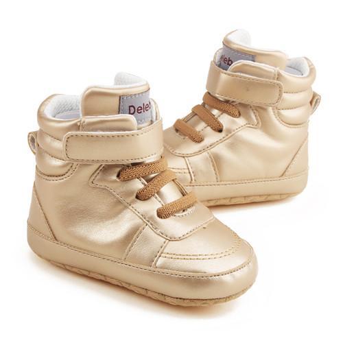 Delebao Autumn Spring Frosted Texture Soft Bottom Toddler Shoes By Hand Baby Shoes Cotton Shoes Keep Warm Lace Up First Walkers-Gold-1-JadeMoghul Inc.