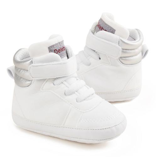 Delebao Autumn Spring Frosted Texture Soft Bottom Toddler Shoes By Hand Baby Shoes Cotton Shoes Keep Warm Lace Up First Walkers-White-1-JadeMoghul Inc.
