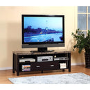 Deluxe Faux Marble Top TV Stand With 5 Open Shelves.-Entertainment Centers and Tv Stands-Dark Brown-Metal-JadeMoghul Inc.