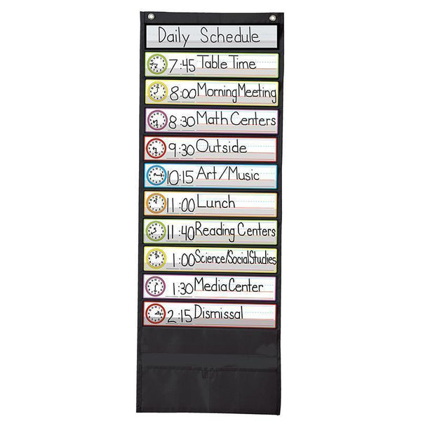 DELUXE SCHEDULING POCKET CHART BLK-Learning Materials-JadeMoghul Inc.