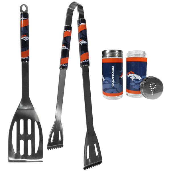 Denver Broncos 2pc BBQ Set with Tailgate Salt & Pepper Shakers-Tailgating Accessories-JadeMoghul Inc.