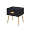 Denvor Square End Table with Drawers, Black & Gold-Side Tables and End Tables-Black & Gold-Metal Wood-JadeMoghul Inc.