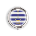 Designer Compact Mirror - Anchor on Stripes Print Rose Gold Royal Blue (Pack of 1)-Personalized Gifts for Women-Royal Blue-JadeMoghul Inc.