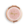 Designer Compact Mirror - Glitter Heart Print Rose Gold Vintage Pink (Pack of 1)-Personalized Gifts for Women-Teal Breeze-JadeMoghul Inc.