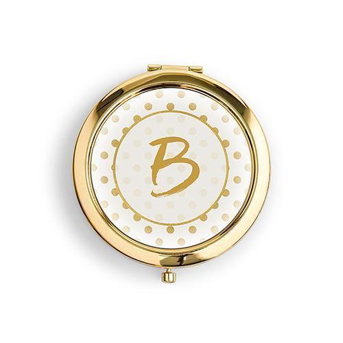 Designer Compact Mirror - Polka Dot Print Rose Gold Gold (Pack of 1)-Personalized Gifts for Women-Gold-JadeMoghul Inc.