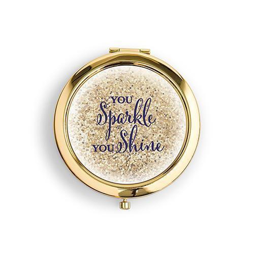 Designer Compact Mirror - Sparkle Shine Print Silver Gold (Pack of 1)-Personalized Gifts for Women-Gold-JadeMoghul Inc.
