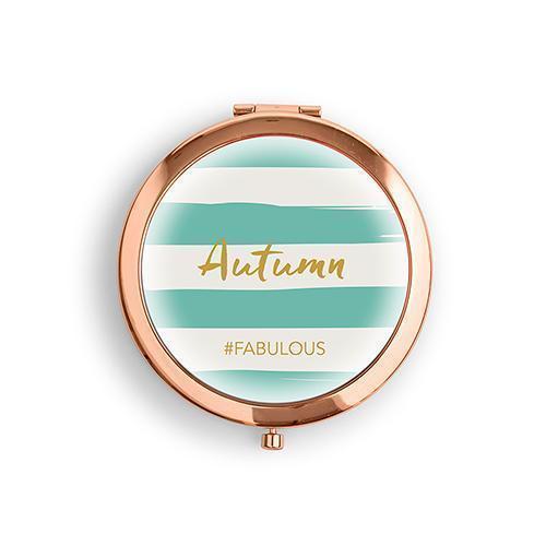 Designer Compact Mirror - Striped Print Gold Silver (Pack of 1)-Personalized Gifts for Women-Black-JadeMoghul Inc.