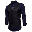Designer Dress Vests For Men - Slim Fit Men's Suit Vest - Double Breasted Waistcoat-Black-L-JadeMoghul Inc.