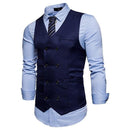 Designer Dress Vests For Men - Slim Fit Men's Suit Vest - Double Breasted Waistcoat-Navy-L-JadeMoghul Inc.