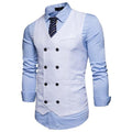 Designer Dress Vests For Men - Slim Fit Men's Suit Vest - Double Breasted Waistcoat-White-L-JadeMoghul Inc.