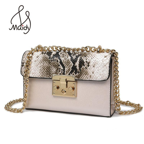 Designer Handbags High Quality Bag Ladies Shoulder Women Serpentine Leather Metallic Zip Lock Small Chains Bags Flap Bags-Beige-China-Mini(Max Length<20cm)-JadeMoghul Inc.