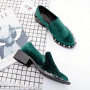 Designer Inspired Metal Rivets Velvet Shoes-black-4.5-JadeMoghul Inc.