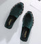 Designer Inspired Metal Rivets Velvet Shoes-green-4.5-JadeMoghul Inc.