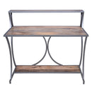 Designer Metal Framed Study Table with Open Mango Wood Shelves, Brown and Gray-Accent Tables-Brown and Gray-Mango Wood and Metal-JadeMoghul Inc.