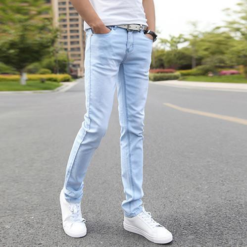 Designer Type Straight Jeans / Skinny Men Jeans-Pale Blue-27-JadeMoghul Inc.