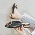 Designer Women Pumps Slippers Slip on Mules Low Heel Casual Shoes British Wooden Block Heels Summer Pumps Footwear AExp