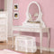Wooden Vanity Desk with Carved Detailing, White