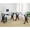 Desks and Hutches Sophisticated 3 Piece Desk Set With Glass Top, Clear And Brown Benzara
