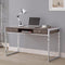 Wooden Writing Desk With Electroplated Chrome Frame, Gray