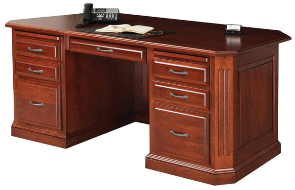 Desks Bedroom Desk - 72.5" x 36" x 30.5" Wooden Acres Stain Executive Desk HomeRoots