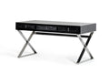 Desks Black Desk - 21" Black Crocodile MDF and Steel Desk HomeRoots
