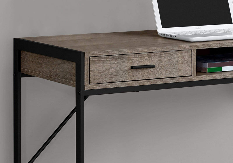 Desks Black Desk - 22" x 48" x 30" Dark Taupe, Black, Metal - Computer Desk HomeRoots