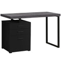 Desks Black Desk - 23'.75" x 47'.25" x 30" Black, Grey, Particle Board, Hollow-Core, Metal, - Computer Desk HomeRoots