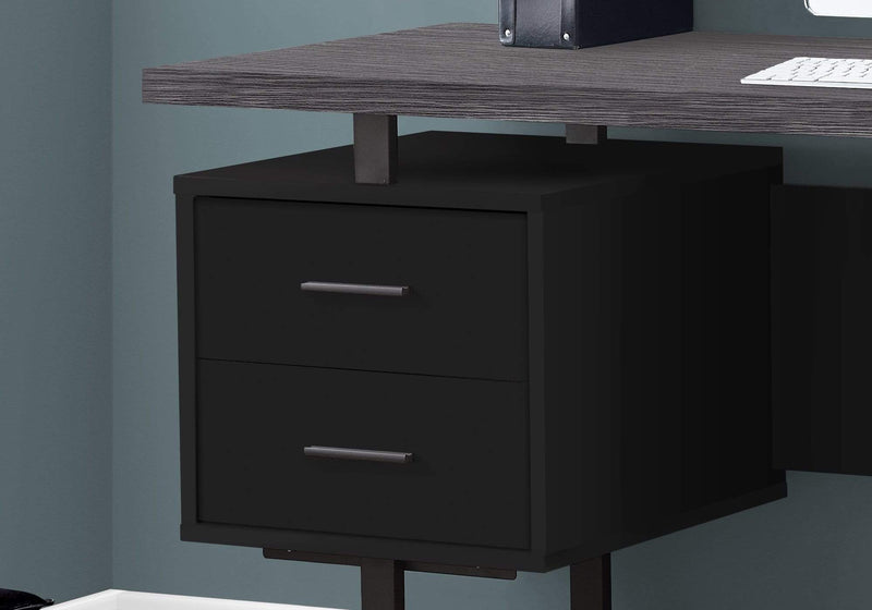 Desks Black Desk - 23'.75" x 60" x 30'.25" Black, Grey, Particle Board, Hollow-Core, Metal - Computer Desk With A Hollow Core HomeRoots