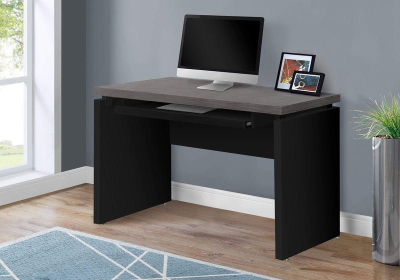 Desks Black Desk - 30.75" Black Particle Board, MDF, and Laminate Computer Desk with a Grey Top HomeRoots