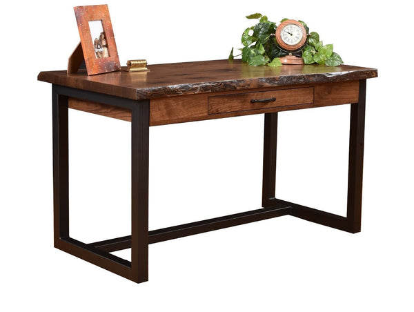 Desks Black Desk - 54" x 28" x 30.5" Wooden Black Walnut Writers Desk HomeRoots