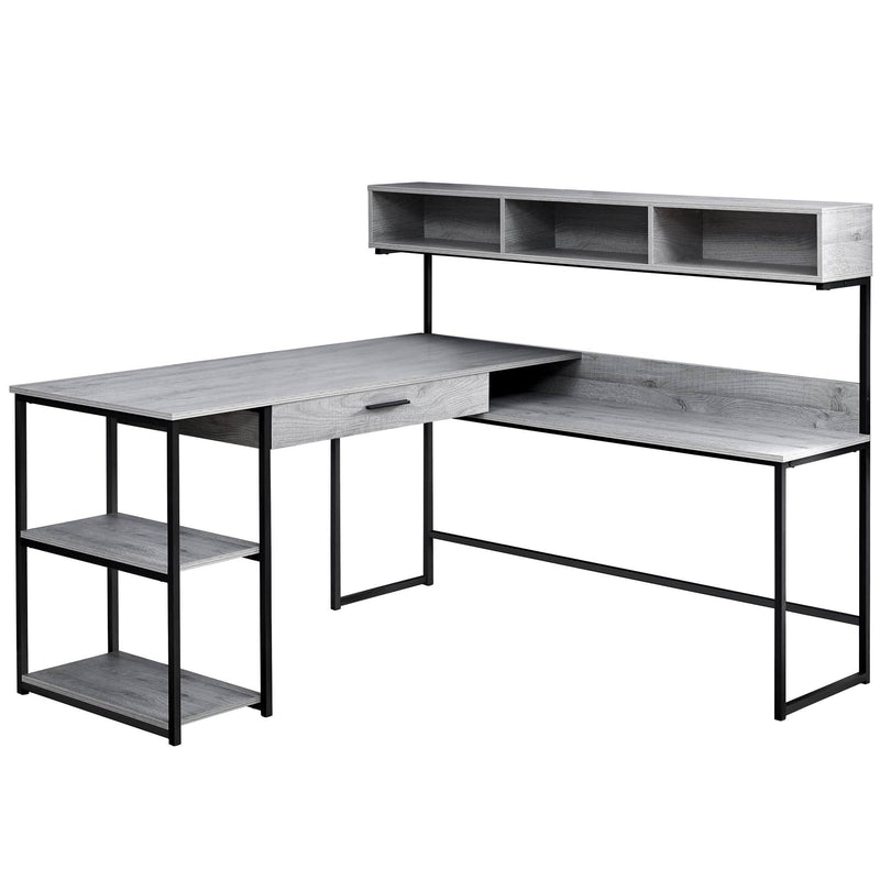 Desks Black Desk - 59" x 59" x 47'.25" Grey, Black, Metal - Corner Computer Desk HomeRoots