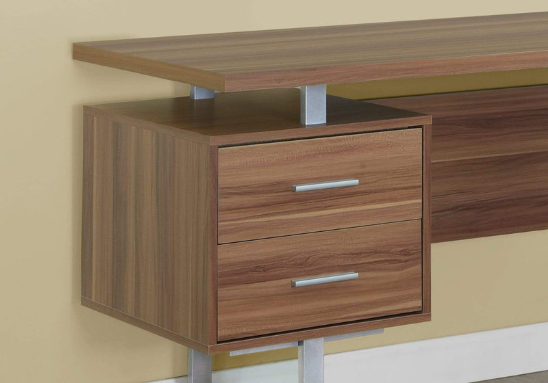 Desks Cheap Desk - 23'.75" x 60" x 30'.25" Walnut, Silver, Particle Board, Hollow-Core, Metal - Computer Desk With A Hollow Core HomeRoots
