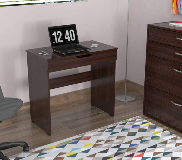 Desks Desk with Drawers - 29.7" Classy Espresso Melamine and Engineered Wood Writing Desk with a Drawer HomeRoots