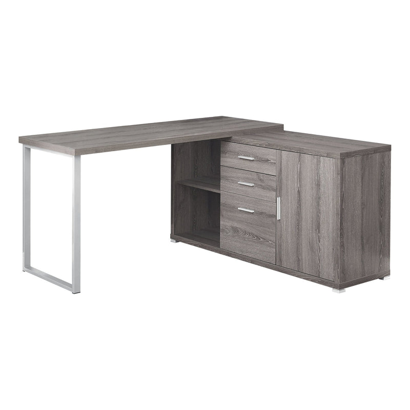 Desks Desks For Sale - 57" x 57" x 29'.75" Dark Taupe, Silver, Particle Board, Hollow-Core, Metal - Computer Desk HomeRoots