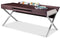 Desks Home Office Desk - 30" Brown Oak and Grey Veneer and Stainless Steel Office Desk HomeRoots