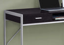Desks Modern Desk - 22" x 48" x 30" Cappuccino, Silver, Metal - Computer Desk HomeRoots